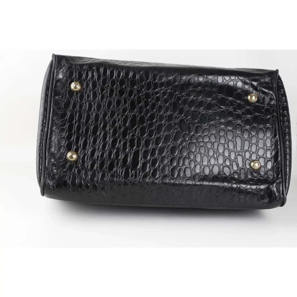Rare Vintage L’ior Structured Doctor Frame Bag Croc Embossed Leather Calf Hair